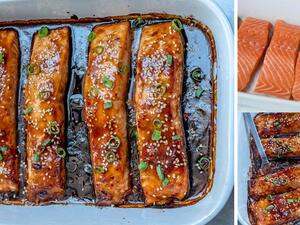 سلمون ترياكي مخبوز في الفرن