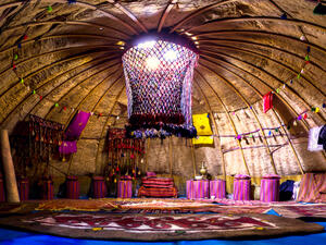 Inside an iranian traditional tent belongs to turk tribes  (Shutterstock)	