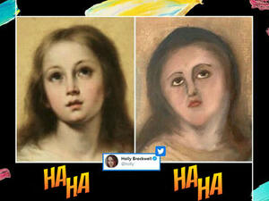 ترميم لوحة عالمية بطريقة سيئة