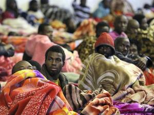 Crowded conditions at the Tariq Al Matar migrant detention centre on the outskirts of the Libyan capital Tripoli. AFP/Mahmud TURKIA