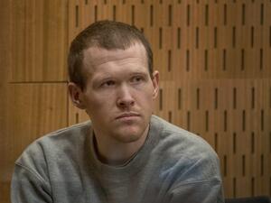 Australian white supremacist Brenton Tarrant attends his first day in court in Christchurch on August 24, 2020. Tarrant, who murdered 51 Muslims in last year's New Zealand mosques shooting showed no emotion as his sentencing hearing opened August 24, with horrific details of an atrocity prosecutors said was meticulously planned to inflict maximum casualties. JOHN KIRK-ANDERSON / POOL / AFP