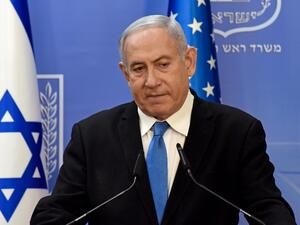 Israeli Prime Minister Benjamin Netanyahu speaks during a joint statement to the press with US Secretary of State Mike Pompeo (unseen) after meeting in Jerusalem, on August 24, 2020. DEBBIE HILL / AFP / POOL