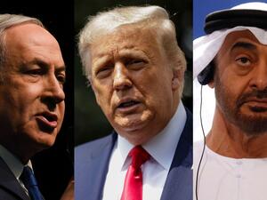 Israel Prime Minister Netanyahu, Trump and UAE Crown Prince Mohammed bin Zayed. Photo: Artur Widak/NurPhoto; Samuel Corum; Odd Andersen/AFP via Getty Images