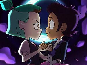 The Owl House creator Dana Terrace revealed that main character Luz Noceda (right) is bisexual after a recent storyline explored Luz's relationship with female student Amity (left). (Disney)