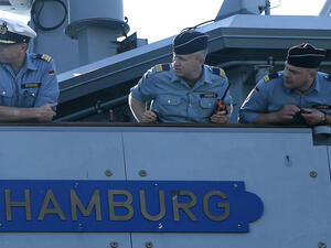 The 143-metre-long "HAMBURG" is a Saxony-class vessel designed as a multi-purpose vessel for escort and sea surveillance. 