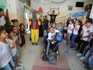 Nihad and his wife Zeinab generate a modest income by selling the dolls and by sending costumed performers to nurseries and schools (Twitter)