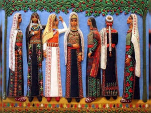 Another approach to resistance is noticeable in the prominence of “the woman” in works that reflect Palestinian heritage and folklore. 