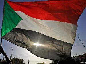 A protester waves a national flag during an anti-government demonstration in Khartoum in June 2020. (AFP)