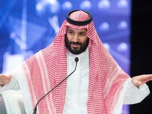 Saudi Crown Prince Mohammed bin Salman addresses the Future Investment Initiative (FII). ( Saudi Royal Palace/AFP)