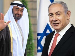 Abu Dhabi Crown Prince Mohammed bin Zayed, left, and Israeli Prime Minister Benjamin Netanyahu (AFP)