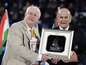 David Mercer (left) with Colm Mcloughlin, the executive vice chairman and CEO of Dubai Duty Free. (Twitter)