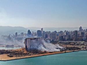 The site of the Beirut port blast. (AFP)