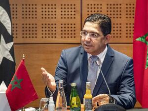 Nasser Bourita, Morocco's Minister of Foreign Affairs and International Cooperation, chairs a meeting of representatives of Libya's rival administrations in the coastal town of Bouznika, south of Rabat, on September 6, 2020. The meeting takes place more than two weeks after both sides announced a surprise ceasefire. Dubbed "Libyan Dialogue", the talks brought together five members of the Tripoli-based Government of National Accord (GNA) and five from a parliament headquartered in the eastern Libyan city of 
