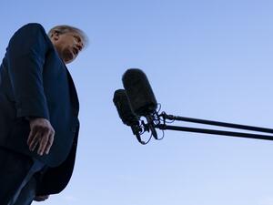 US President Donald Trump speaks with reporters on the South Lawn prior to departing the White House abroad Marine One on September 19, 2020 in Washington, DC. Trump is traveling to North Carolina for a campaign event before returning to Washington, DC tonight. Alex Edelman / AFP