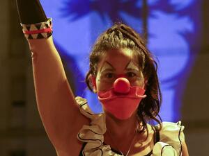 An Israeli protester gestures during a demonstration amid a second lockdown in front of Prime Minister Benjamin Netanyahu's residence in Jerusalem, on September 26, 2020, to protest the government's handling of the COVID-19 pandemic. Thousands of Israelis gathered in Jerusalem to demand the resignation of Prime Minister Benjamin Netanyahu, a day after the country tightened its lockdown aimed at slowing coronavirus spread. Emmanuel DUNAND / AFP
