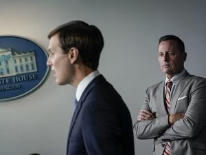 Senior Advisor to the President Jared Kushner and Advisor to the President on Serbia-Kosovo Richard Grenell participate during a press briefing at the White House on September 4, 2020 in Washington, DC. Drew Angerer / GETTY IMAGES NORTH AMERICA / Getty Images via AFP
