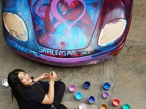 Sharbatly, a pioneer of the “Moving Art” school, is widely known for her style of painting on cars. (Instagram)