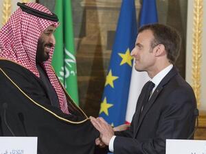Saudi Arabia's Mohammed bin Salman and president Emmanuel Macron (Twitter)