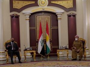  رئيس الحكومة العراقية مصطفى الكاظمي، رئيس الحزب الديمقراطي الكردستاني مسعود بارزاني 