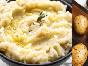 بطاطا مهروسة بالثوم وزيت الزيتون