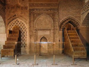 Two traditional wooden minbars in the historic Imam Mosque at Naghsh-e Jahan Square, Isfahan,Iran   (Shutterstock)	