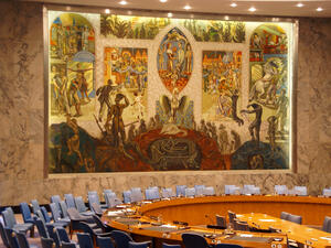 Security Council chamber at the United Nations Headquarters,.New York City.  (Shutterstock)	