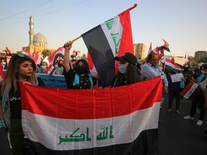 Thousands of Iraqis gathered today in the capital Baghdad and in the country's south on the first anniversary of the start of unprecedented protests demanding the fall of the ruling class. AHMAD AL-RUBAYE / AFP