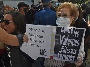 Algerian activists rally in the capital Algiers on October 8, 2020 to denounce the brutal murder of a 19-year-old woman and those of the 38 other women killed this year. The rape and murder in Algeria of a 19-year-old woman sparked cries for action on violence against women in the North African country and rekindled a debate on capital punishment.The body of the young woman, Chaima, was found in early October at a deserted petrol station in Thenia, 80 kilometres (50 miles) east of the capital Algiers.  RYAD