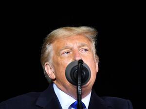 US President Donald Trump speaks during a campaign rally at Waukesha County Airport in Waukesha, Wisconsin on October 24, 2020. MANDEL NGAN / AFP