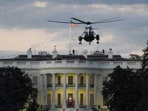 U.S. Marine One, with President Donald Trump onboard, prepares to land on the South Lawn of the White House on October 5, 2020 in Washington, DC. (AFP/File)