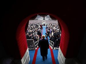President-elect Donald J. Trump arrive at the inauguration of Donald J. Trump at the United States Capitol on January 20, 2017 in Washington, DC. Donald J. Trump became the 45th president of the United States. Doug Mills - Pool/Getty Images/AFP