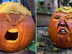 Many anti-Trump social media users have joked comparing the pumpkins colour to Donald Trump's own famously orange complexion. (Twitter)