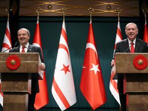 Turkish President Tayyip Erdogan meets leader Ersin Tatar (Twitter)