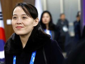 In this file photo, North Korea's Kim Jong Un's sister Kim Yo Jong arrives for the opening ceremony of the Pyeongchang 2018 Winter Olympic Games at the Pyeongchang Stadium, Feb. 9, 2018. (AFP)