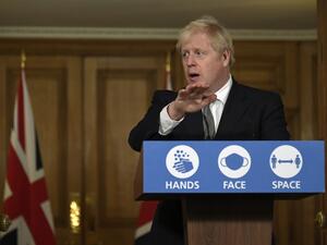 UK Prime Minister Boris Johnson on Saturday announced a new four-week coronavirus lockdown across England, a dramatic strategy shift following warnings hospitals would become overwhelmed under his current system of localised restrictions. Alberto Pezzali / POOL / AFP