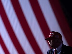 US President Donald Trump leaves after speaking during a Make America Great Again rally at Miami-Opa Locka Executive Airport in Opa Locka, Florida on November 2, 2020. Brendan Smialowski / AFP