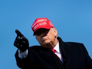 In this file photo US President Donald Trump leaves after speaking during a Make America Great Again rally at Fayetteville Regional Airport November 2, 2020, in Fayetteville, North Carolina. BRENDAN SMIALOWSKI / AFP