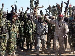File: Chadian soldiers gather on February 1, 2015 near the Nigerian town of Gamboru, just across the border from Cameroon. (AFP/Marle)