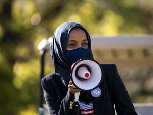 Congressional candidate Rep. Ilhan Omar (D-MN) speaks during a get out the vote event on the University of Minnesota campus on November 3, 2020 in Minneapolis, Minnesota. (AFP/File Photo)