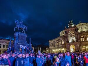 Although not as ill-tempered as elsewhere, there were also protests in the German city of Dresden organised by anti-lockdown group Querdenken 571. (AFP)