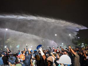 The demonstrators were looking to deliver a message to King Maha Vajiralongkorn in Bangkok to demand reforms to curb the powers of his monarchy. (AFP)