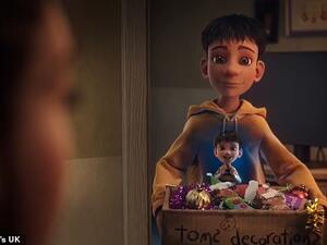 When the family return home, Tom gets the basket of decorations and helps his mum put them up, before digging out the saved carrots out and leaving on the fireplace for Santa's reindeer. (McDonald's UK)
