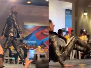 Ouch! Mohamed Ramadan Falls Hard on Stage During DIAFA Festival in Dubai (Video)