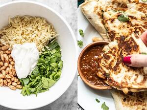 كاساديا الفاصوليا البيضاء الكريمية والسبانخ