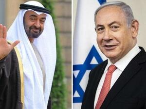 Abu Dhabi Crown Prince Mohammed bin Zayed, left, and Israeli Prime Minister Benjamin Netanyahu (AFP)