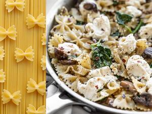 باستا الفطر والسبانخ مع الريكوتا