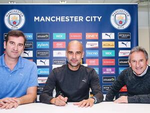  The former Barcelona and Bayern Munich boss will remain at the Etihad Stadium beyond his five years at the club (Photo: Man City)