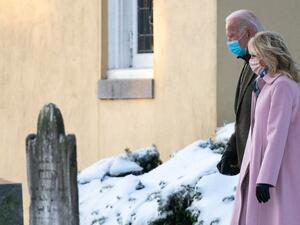 US President-elect Joe Biden and his wife Jill Biden leave St. Joseph on the Brandywine Roman Catholic Church after morning mass in Wilmington, Delaware on December 18, 2020. Biden lost his first wife Neilia and daughter Naomi in a car accident on this date in 1972. ALEX EDELMAN / AFP