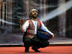 A Yemeni actor rehearses on the eve of the premiere of a play entitled 'Yemeni Film', a comedic production that touches on the current struggles of local artists, in the capital Sanaa, on December 23, 2020. The three showings of the play were a welcomed distraction and rare in the country that the United Nations says is the world's worst humanitarian crisis, which has only gotten worse with the spread of the novel coronavirus. Tens of thousands of people have been killed in Yemen since 2015, when a Saudi-le