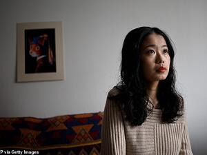 Zhou Xiaoxuan (pictured today at her home) announced the trial for her lawsuit, which was delayed for two years and reflects the challenges Chinese women have in pursuing sexual misconduct complaints despite the spread of the global #MeToo movement. (AFP/File)